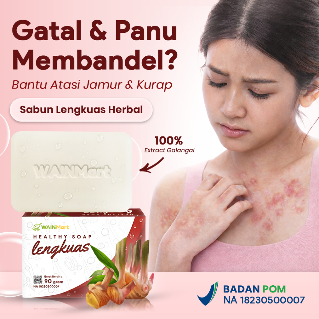 WAINMart Sabun Panu Ekstrak Lengkuas | Penghilang Kurap, Panu, Jamur, Kadas, Gatal | Healthy Soap