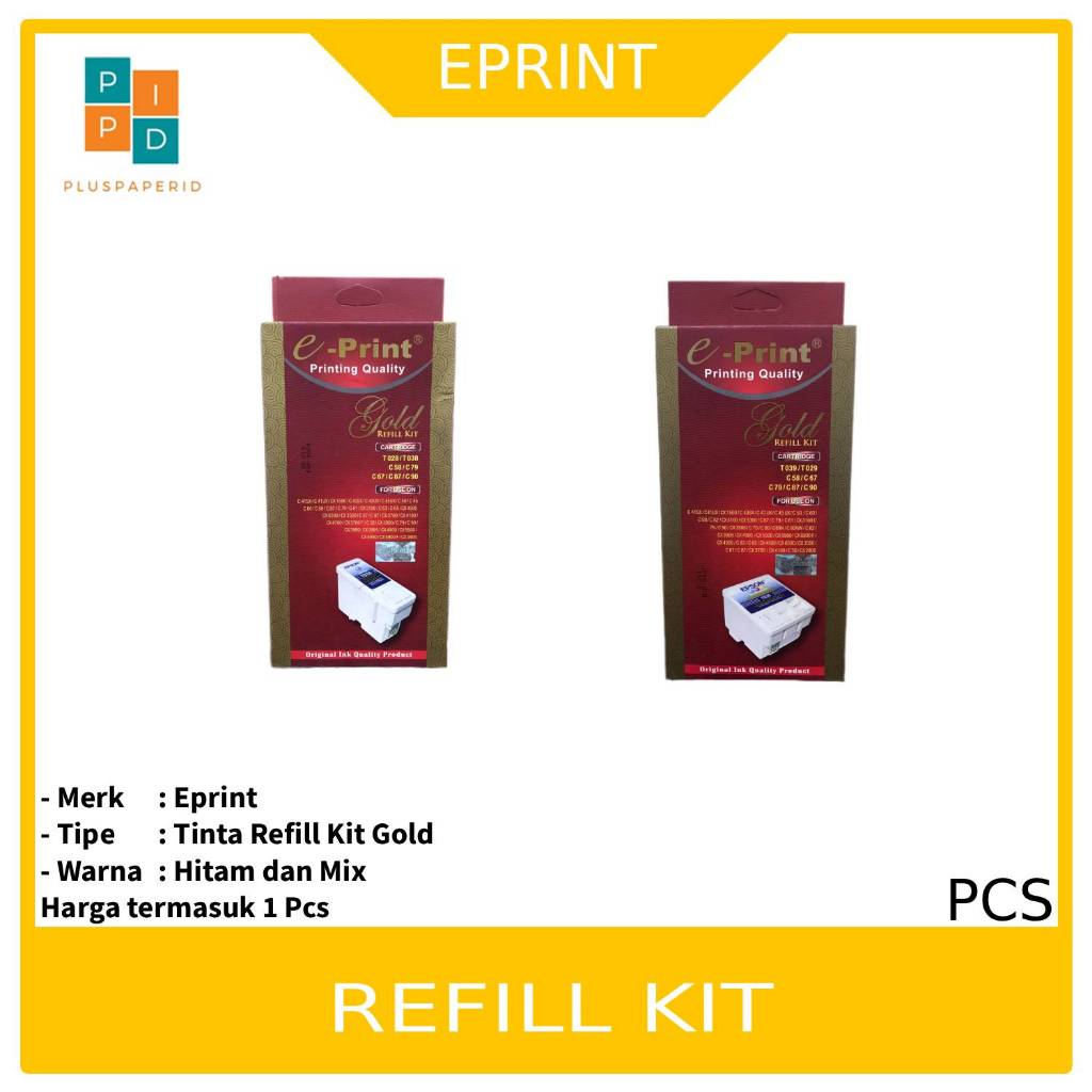 E-PRINT - Tinta Refill Kit Gold Printer Epson Suntikan Black - Colour - Pcs
