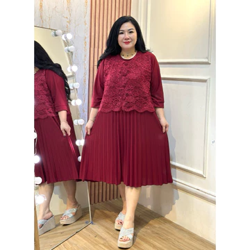 Fina Bigsize (Amelia Dress Brukat) Dress Wanita Jumbo Bigsize