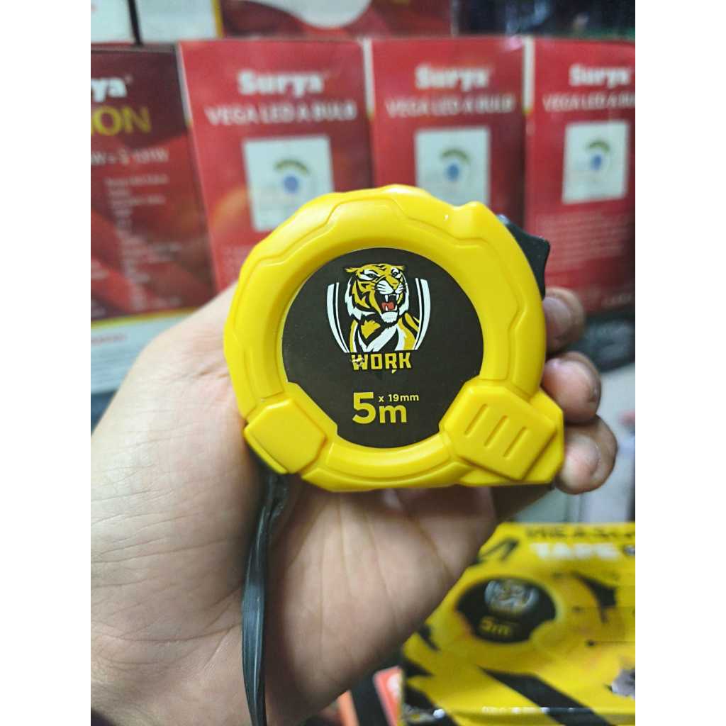 Jual Meteran Work Tiger Kuning 5M Anti Pecah Tahan Lama Ukuran Pilihan ...