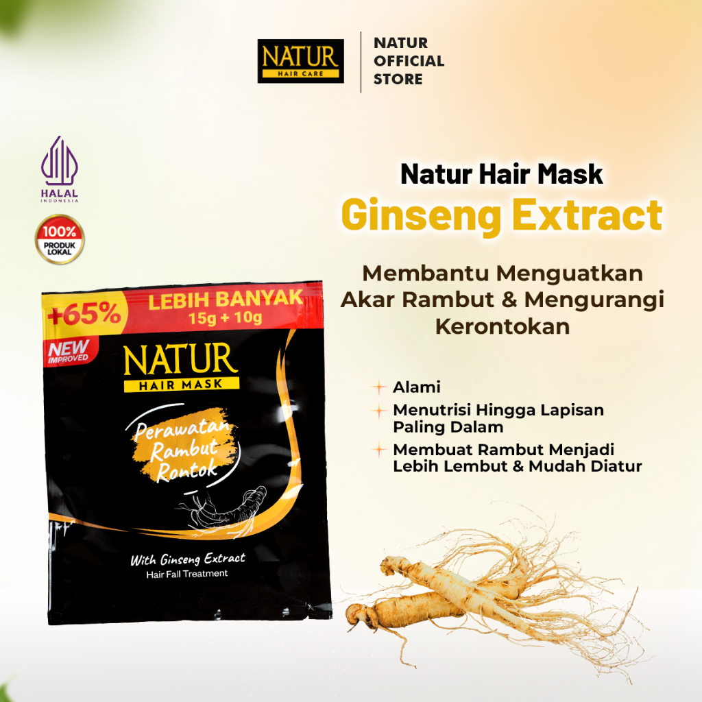 Jual Natur Hair Mask Ginseng - Masker Rambut Rontok / Anti Hair Fall ...
