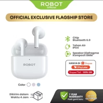 ROBOT T70NC TWS Airbuds Wireless Earbuds ANC ENC Bluetooth 5.4 Super Bass Garansi 12bulan