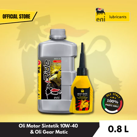 Paket Bundling Oli Motor ENI i-Ride Moto 4T Matic ID 10W-40 0.8 Liter + Oli Gardan ENI Gear Matic 80W-90 120ml