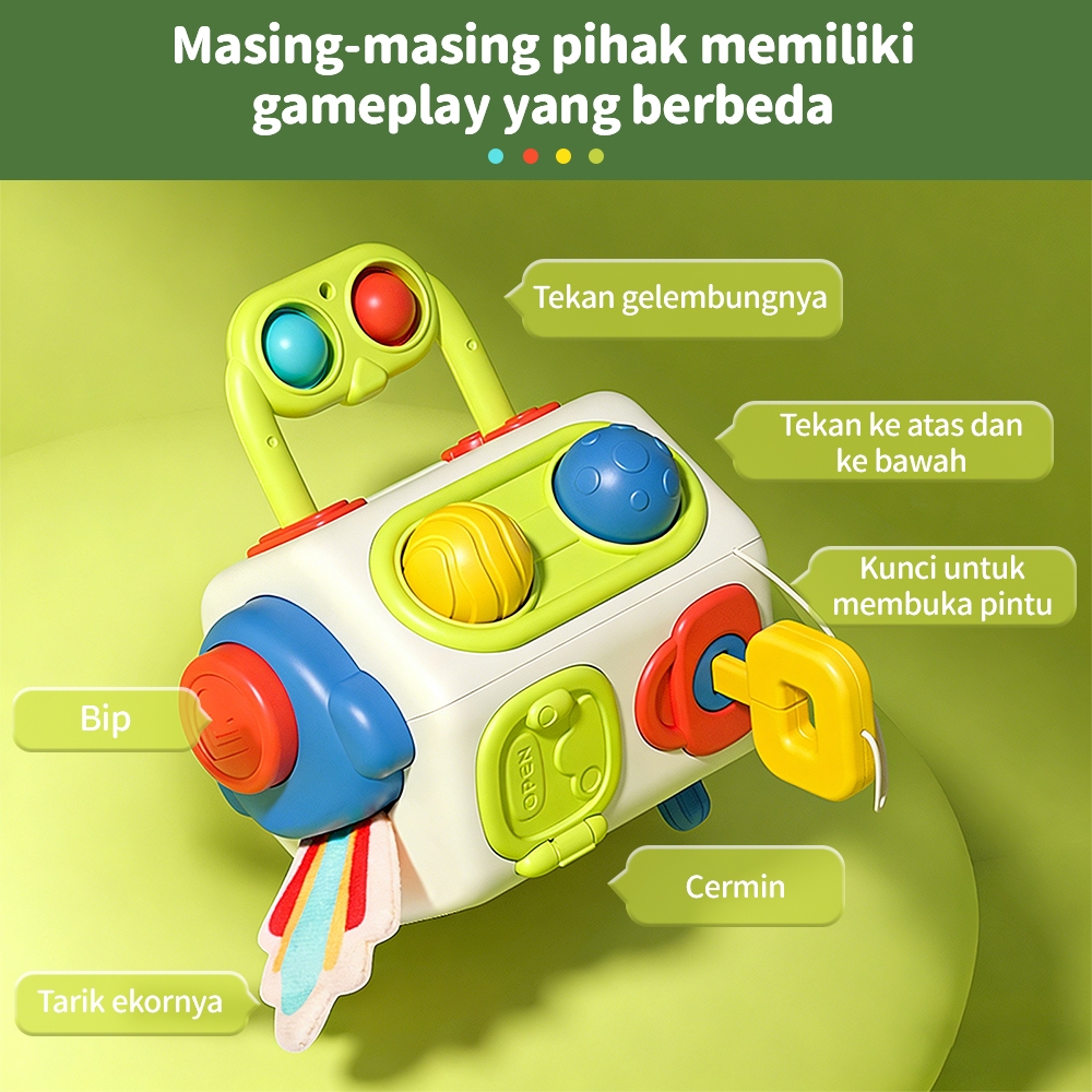 Jual Mainan Bayi Busy Box Cube 10 In 1 Montessori Sensory Mainan ...