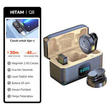 Mic Wireless Clip On Dual Microphone Hp Lavalier Plug Play Lapel Mic Dan Charging Case