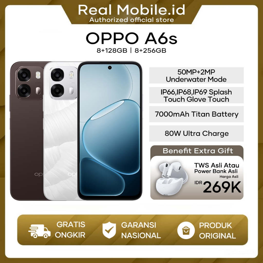 [ Official Store ]OPPO A6s 8+128/8+256 7000mAh+80W IP66,IP68,IP69 Splash Touch Glove Touch