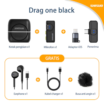 SHISU0 A5 Microphone Wireless MikrofonNirkabel Wireless Mic Clip On Dan Charging CaseLavalier