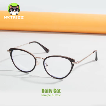 MKTRIZZ Kacamata Cat Eye Wanita Anti Radiasi Photocromic Gaya Korea Minus Frame Metal Anti