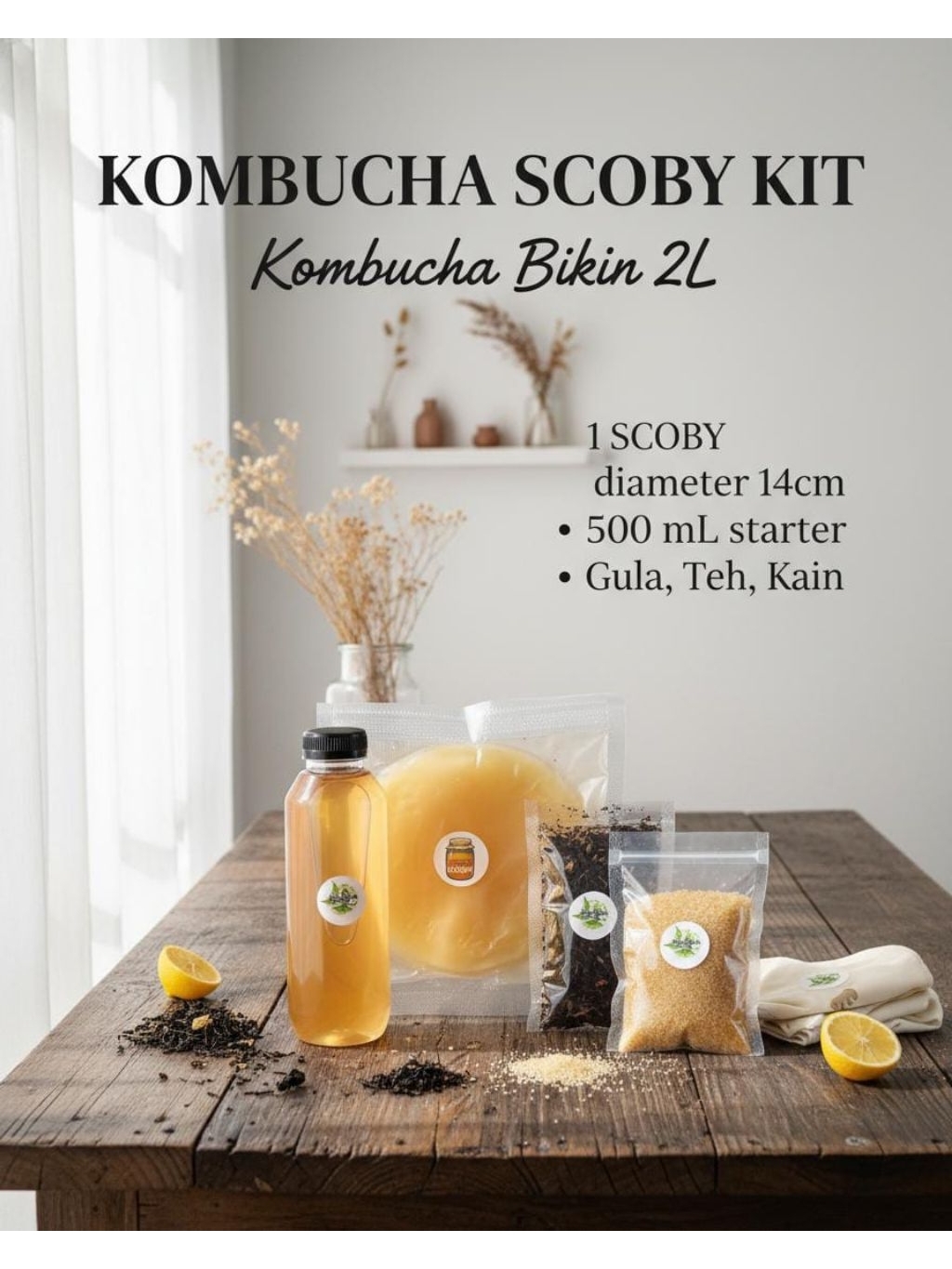 Jual Kombucha SCOBY KIT PEMULA untuk 2 L Fermentasi | Shopee Indonesia