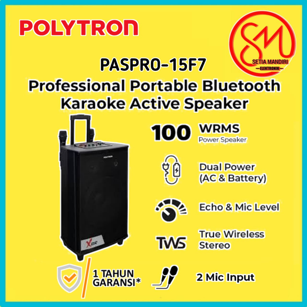 Jual POLYTRON Speaker Aktif Portable Bluetooth Free Mic Karaoke