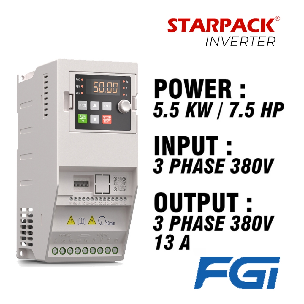 Jual Inverter VFD FGI FD500 5.5 KW / 7.5 HP Input 3Phase 380v Output ...
