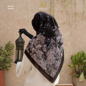DAFANYA Dubai Series Jilbab Motif Floral Kerudung Segi Empat Hijab Scarf Bahan Voal Laser Cut