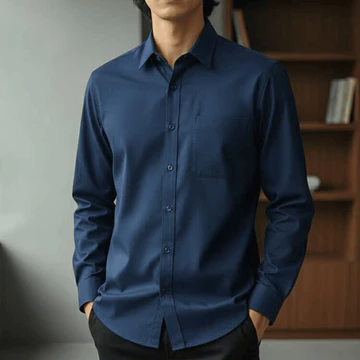 Kemeja Kerja Pria Lengan Panjang Formal Hitam Hem Polos Katun
