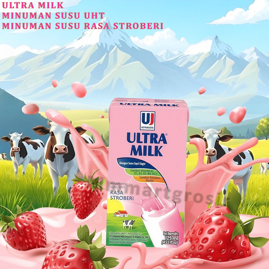 Jual Ultra Milk / Minuman Susu UHT / Susu Rasa Strawberry / 125ml ...