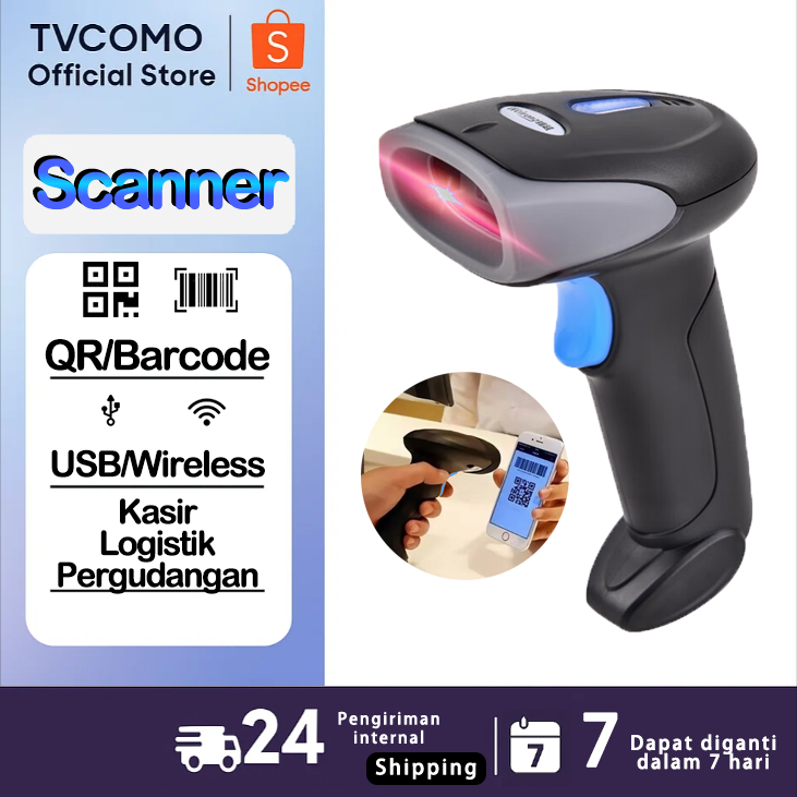 Jual QR Code Barcode Scanner Wireless Bluetooth Scanner 1D/2D Laser 2 ...