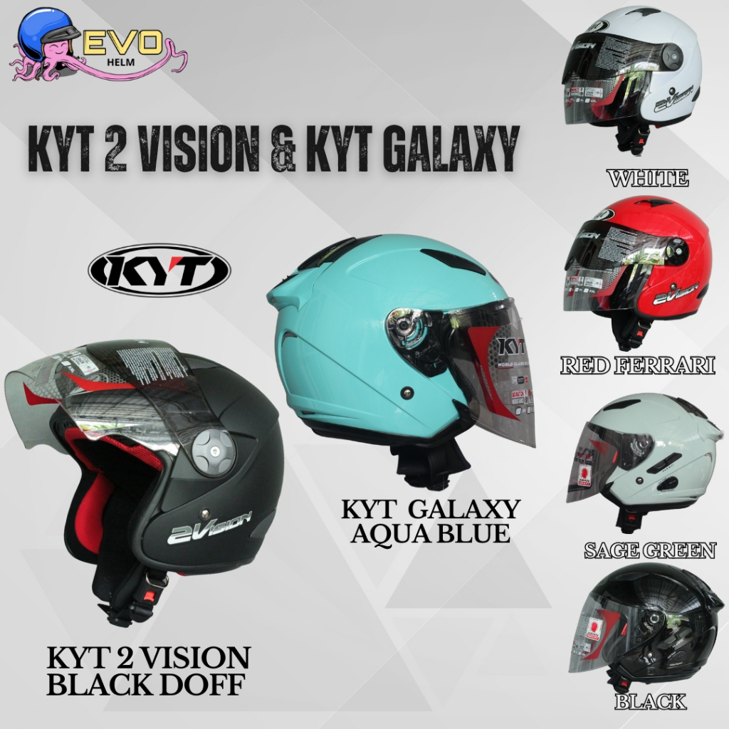 Jual HELM KYT VISION KYT GALAXY WARNA SOLID ORIGINAL HALF