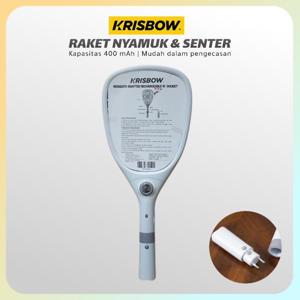 Jual raket nyamuk krisbow charger cas dengan senter 400 mah | Shopee ...