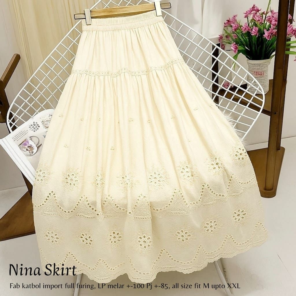 Jual NINA MAXY SKIRT KATBOL - ROK Wanita Dewasa Bahan Cotton Bordir Ori ...