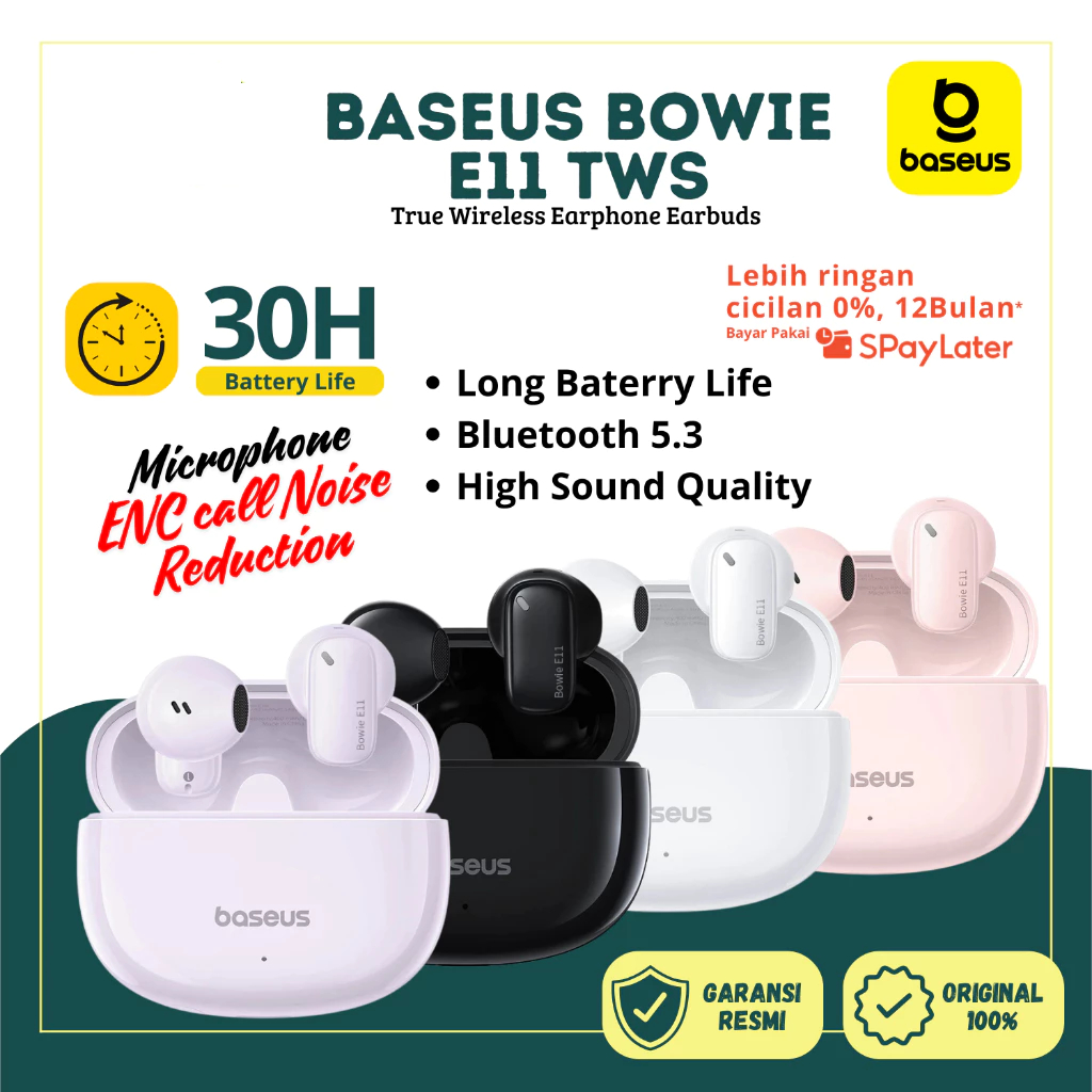 Jual Baseus Bowie E11 TWS True Wireless Earphone Earbuds Original ...