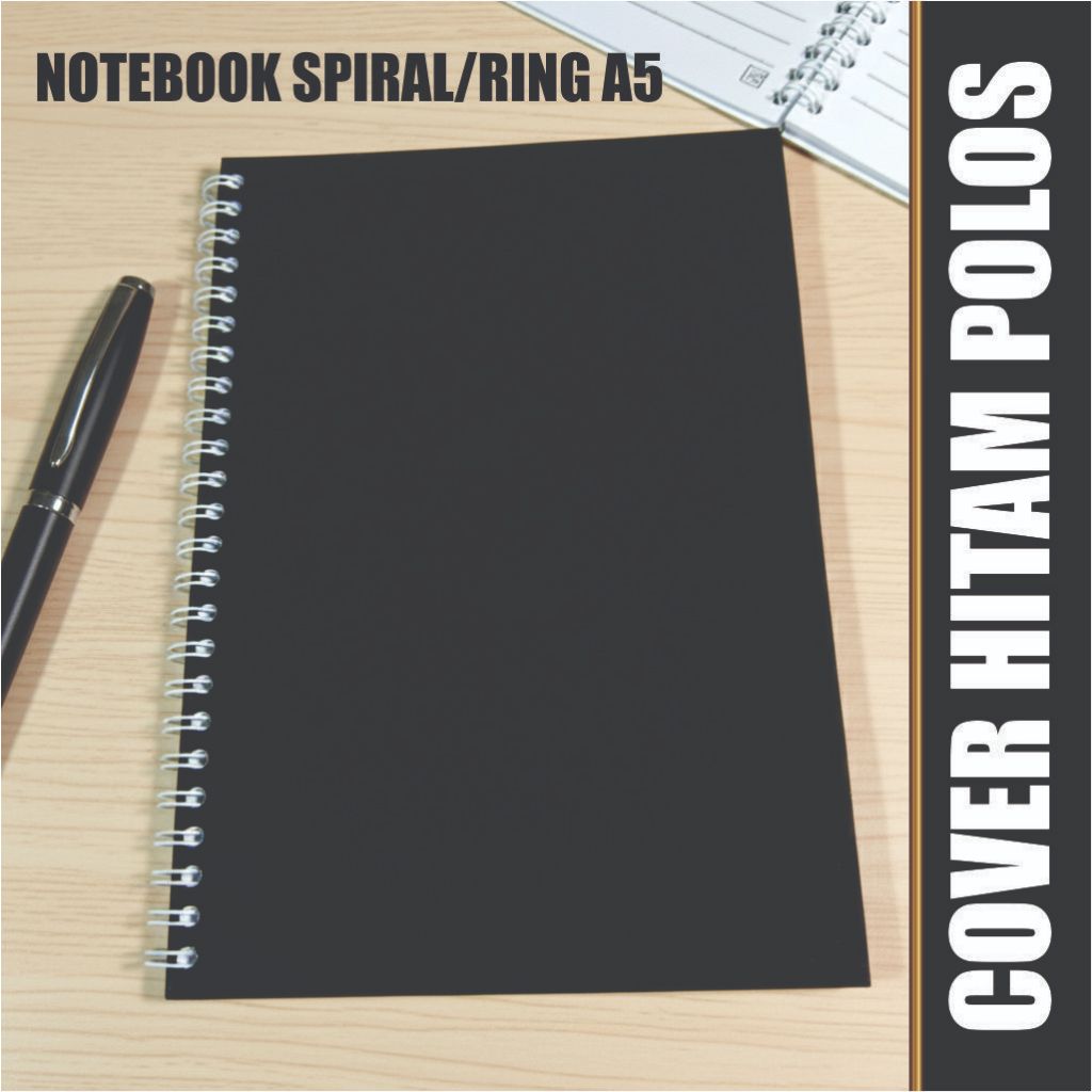 Jual NOTEBOOK SPIRAL A5/ COVER POLOS HITAM /Buku Diary/Jurnal/Buku ...