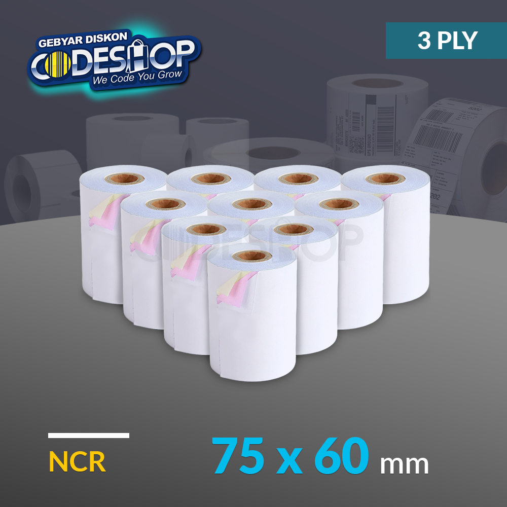 Jual Codeshop Kertas NCR 75x60 mm 3ply Struk Kasir Rangkap 3 Printer ...