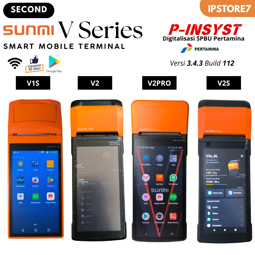 Jual Mobile EDC Android Portabel Sunmi V1S V2 V2S V2PRO RAM 2/16 SPBU ...