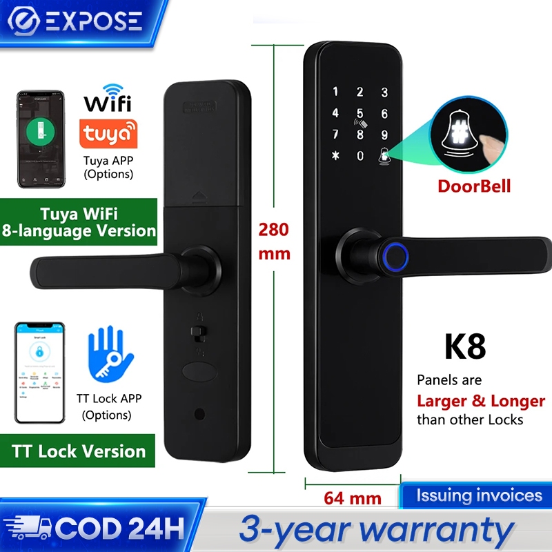 Jual Tuya Wifi Smart Door Lock Kunci Pintu Fingerprint Password ...