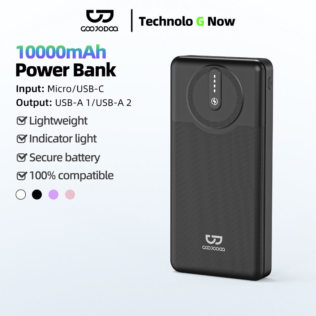 Goojodoq Powerbank 10000mah Original Fast Charge with Flashlight 2 Output