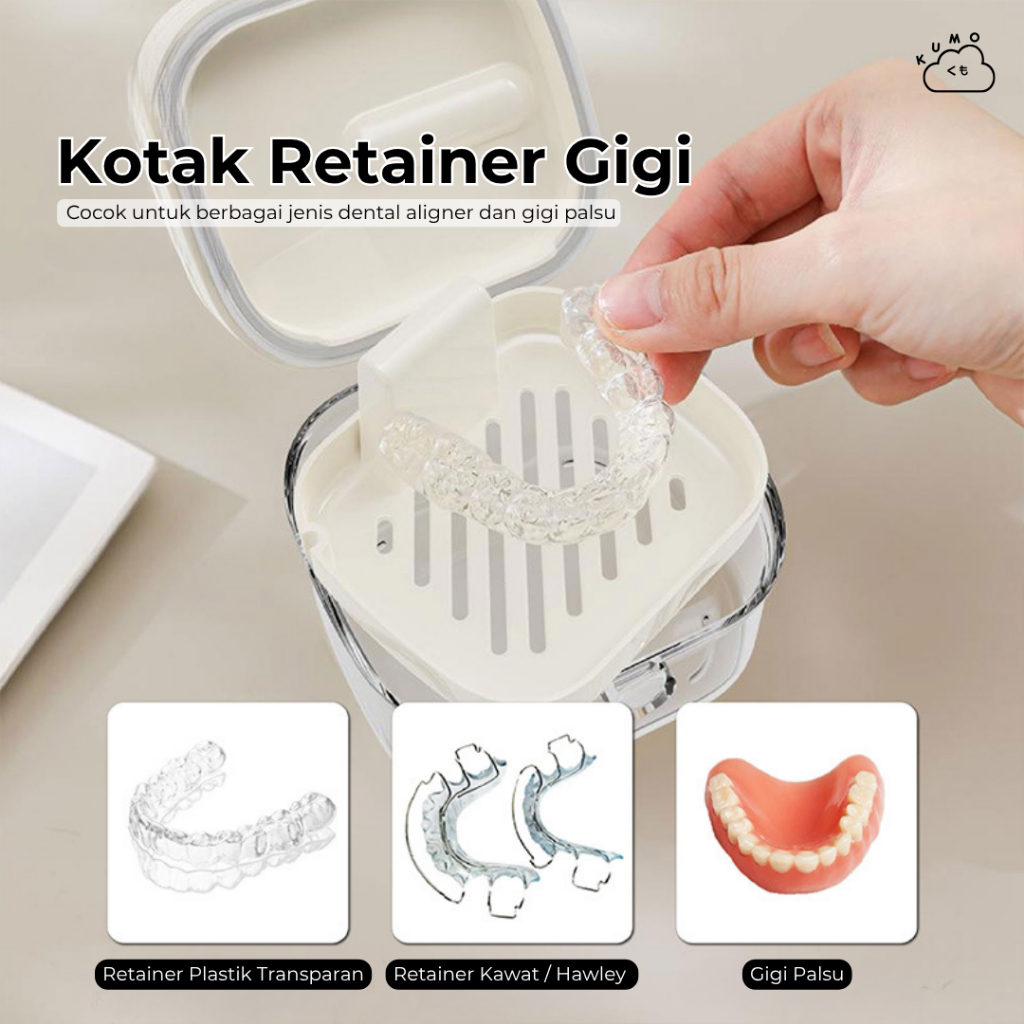 Jual KUMO Kotak Retainer Gigi Dental Tempat Gigi Palsu Denture Box ...