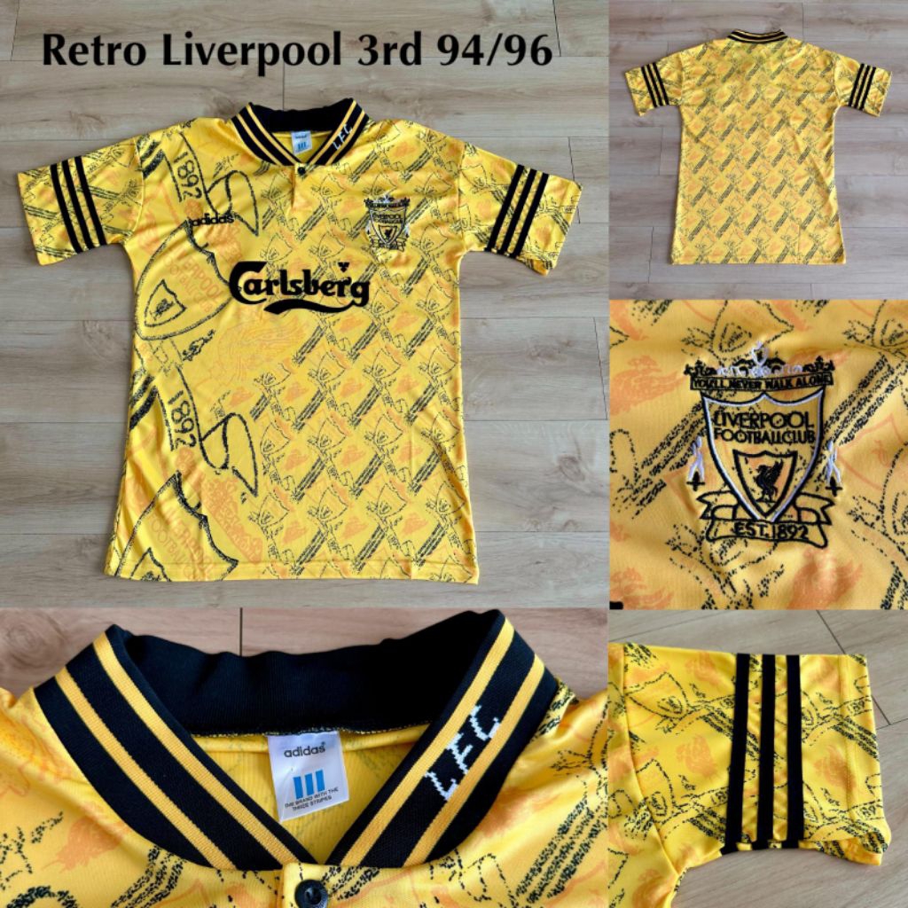 Jual Jersey retro Liverpool 3rd kuning 94 grad original | Shopee Indonesia
