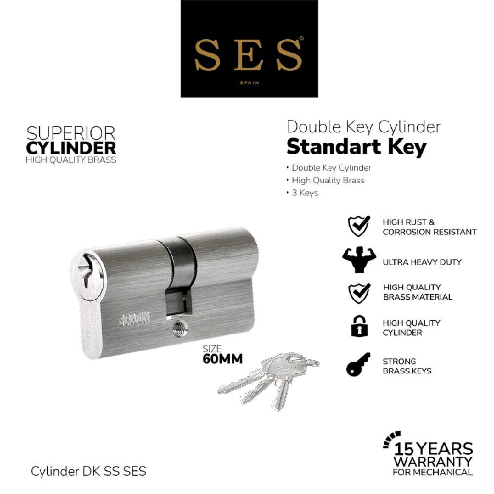Jual Silinder Kunci - Cylinder SES 60MM DK (Double Key) SS | Shopee ...