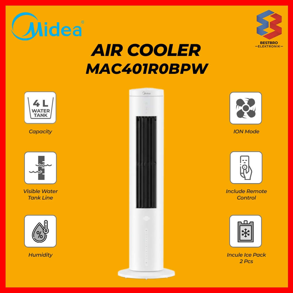 Jual Midea Tower Fan Air Cooler 4in1 MAC401R0BPW 4L Ionizer Diffuser ...