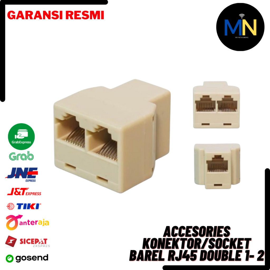 Jual KONEKTOR/SOCKET BAREL RJ45 DOUBLE 1- 2 / CABANG BARREL UTP DOUBLE ...