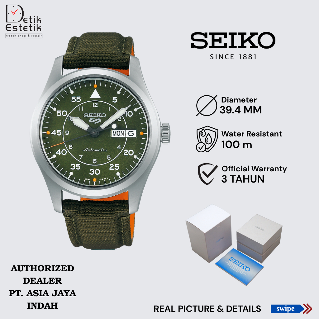Seiko Orologio Analogico Uomo SRPH29K1 – Seiko 5, Quadrante Verde, Cinturino In Acciaio