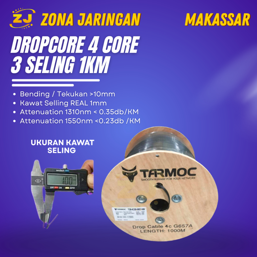 Jual Tarmoc Dropcore Cable FO 4 CORE 3 SELING 1000m/Kabel FO Drop Core ...