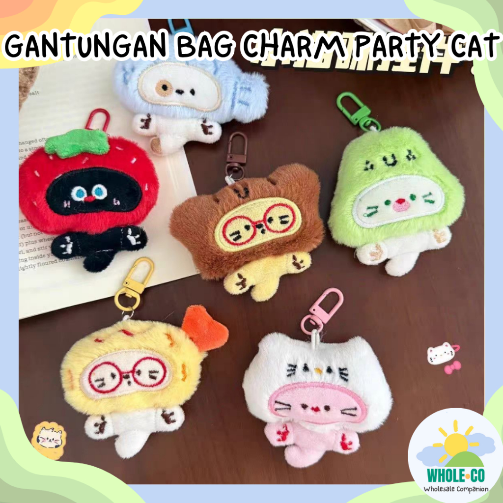 Jual Gantungan Kunci Bag Charm Party Cat Premium Pastel Kucing Fluffy ...