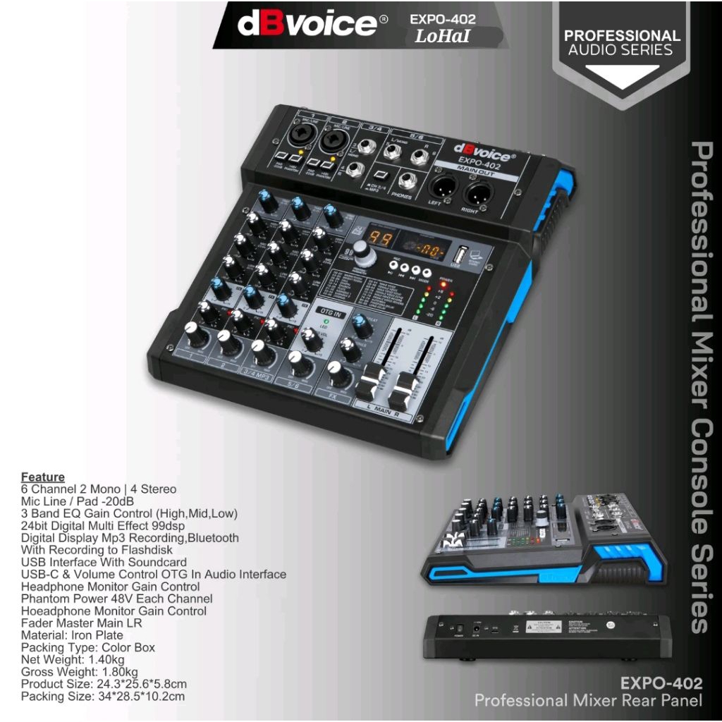 Jual Mixer Audio EXPO 402 Professional Mixing dB Voice EXPO-402 6 ...