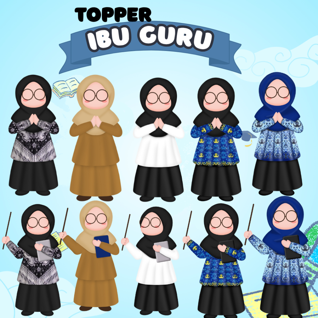 Jual ISI 20-25 PCS Topper Ibu Guru dan Bapak Guru untuk Hiasan Buket ...