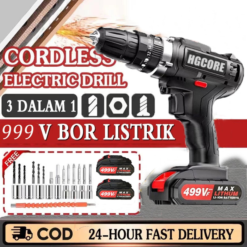 Jual COD Bor Listrik 899VF/499VF Bor Tanpa Kabel, Bor dengan Baterai ...