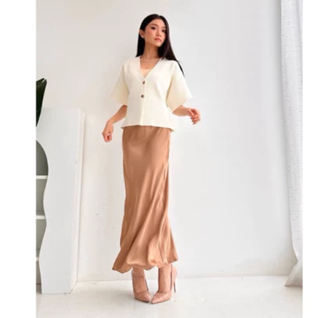 Mafia Sateen Silk Skirt Rok Midi Bahan Satin Silk