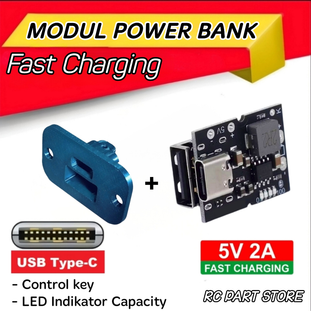 Jual Kit Modul Power Bank USB Type-C 2A 5V Plus Bracket | Shopee Indonesia