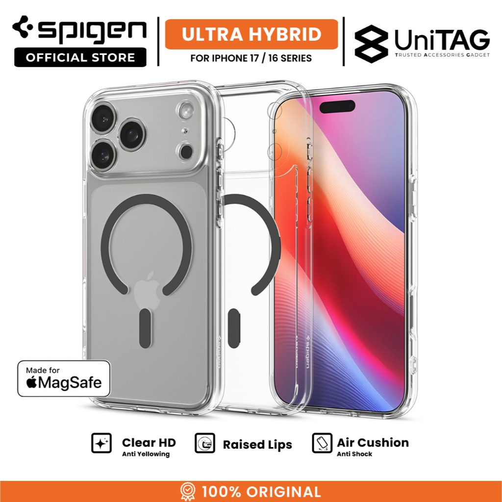 Case iPhone 17 16 Pro Max Plus Air SPIGEN Ultra Hybrid MagFit Magsafe Clear  Matte Slim Anti Crack Shock Casing