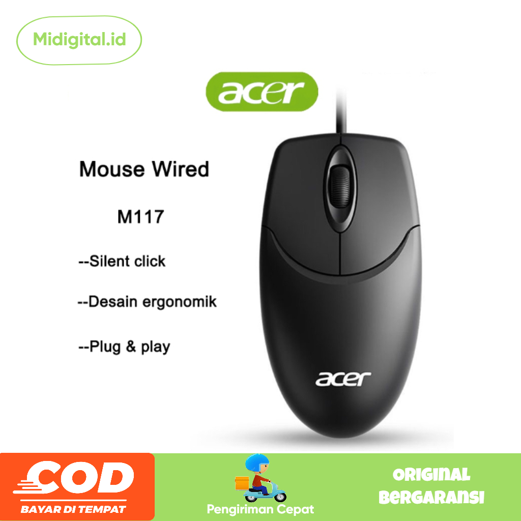 Jual Acer M117 Mouse Wired Silent Click Untuk Desktop, Laptop, Dan ...