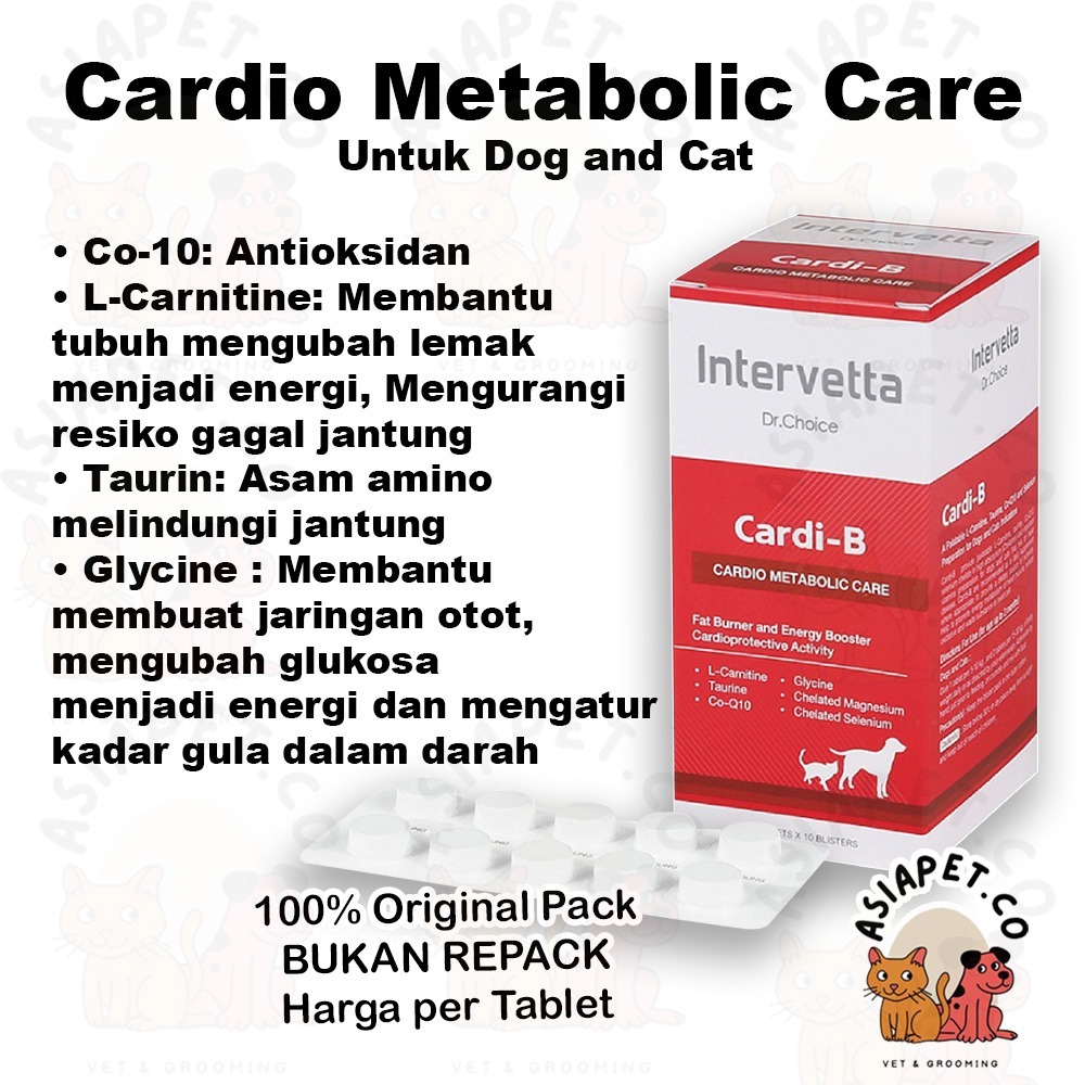Jual INTERVETTA CARDI-B Supplement / obat jantung untuk anjing kucing ...