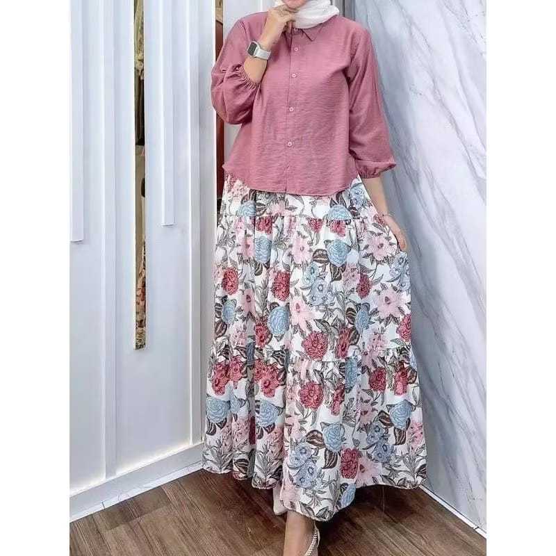 Jual MIRAF_FASHION- ROSE SET ROK RAYON KOMBINASI CRINKLE AIRFLOW L XL ...