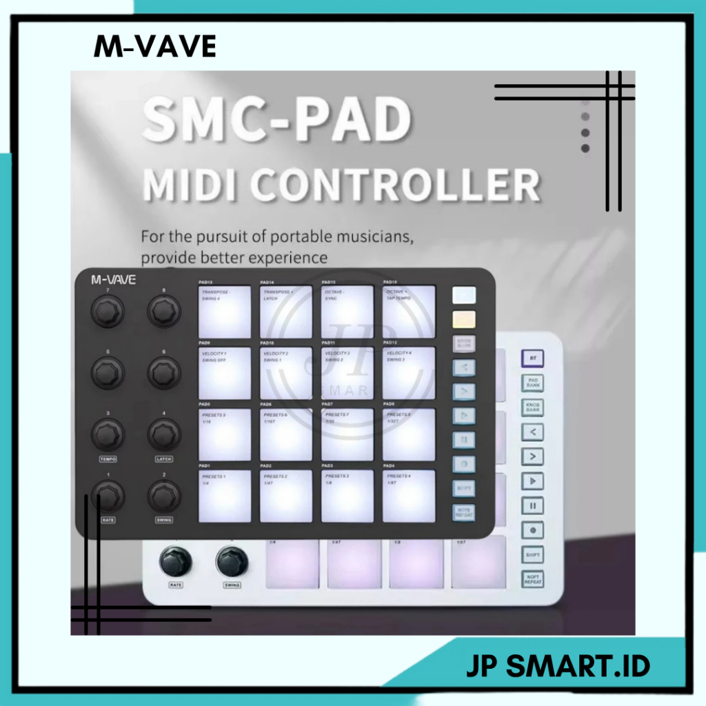 Jual M-VAVE Smc-Pad Drum Keyboard Midi Controller With 16 Rgb 8 Knobs ...