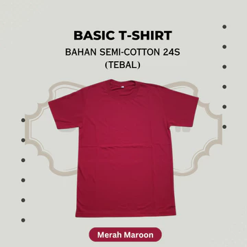 Tebal Kaos Polos Pria Wanita Lengan Pendek Semi Cotton 24s Premium Reguler Fit Dewasa Lembut