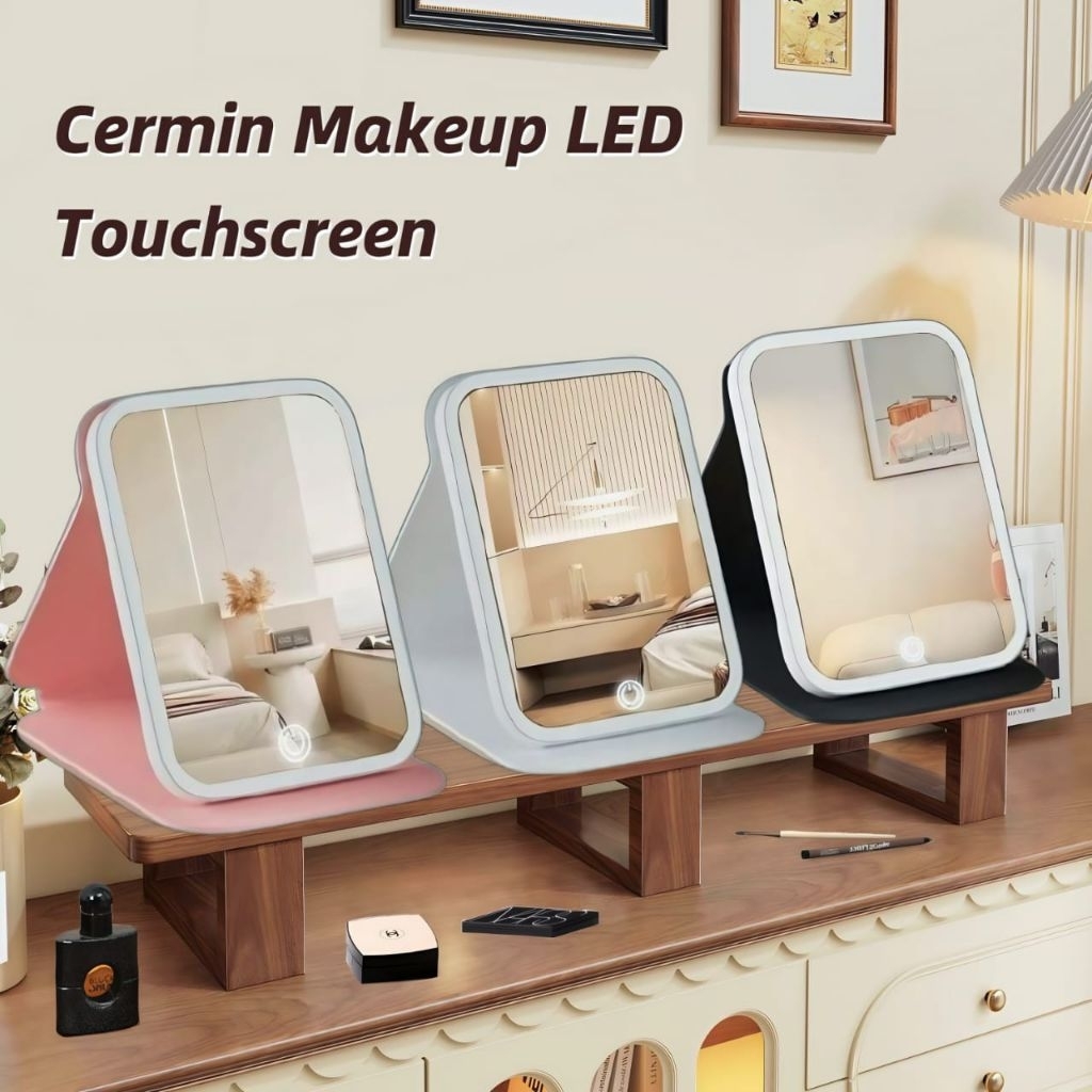 Jual Cermin Kaca Rias Makeup Lampu LED Mirror Touchscreen Rechargeable ...
