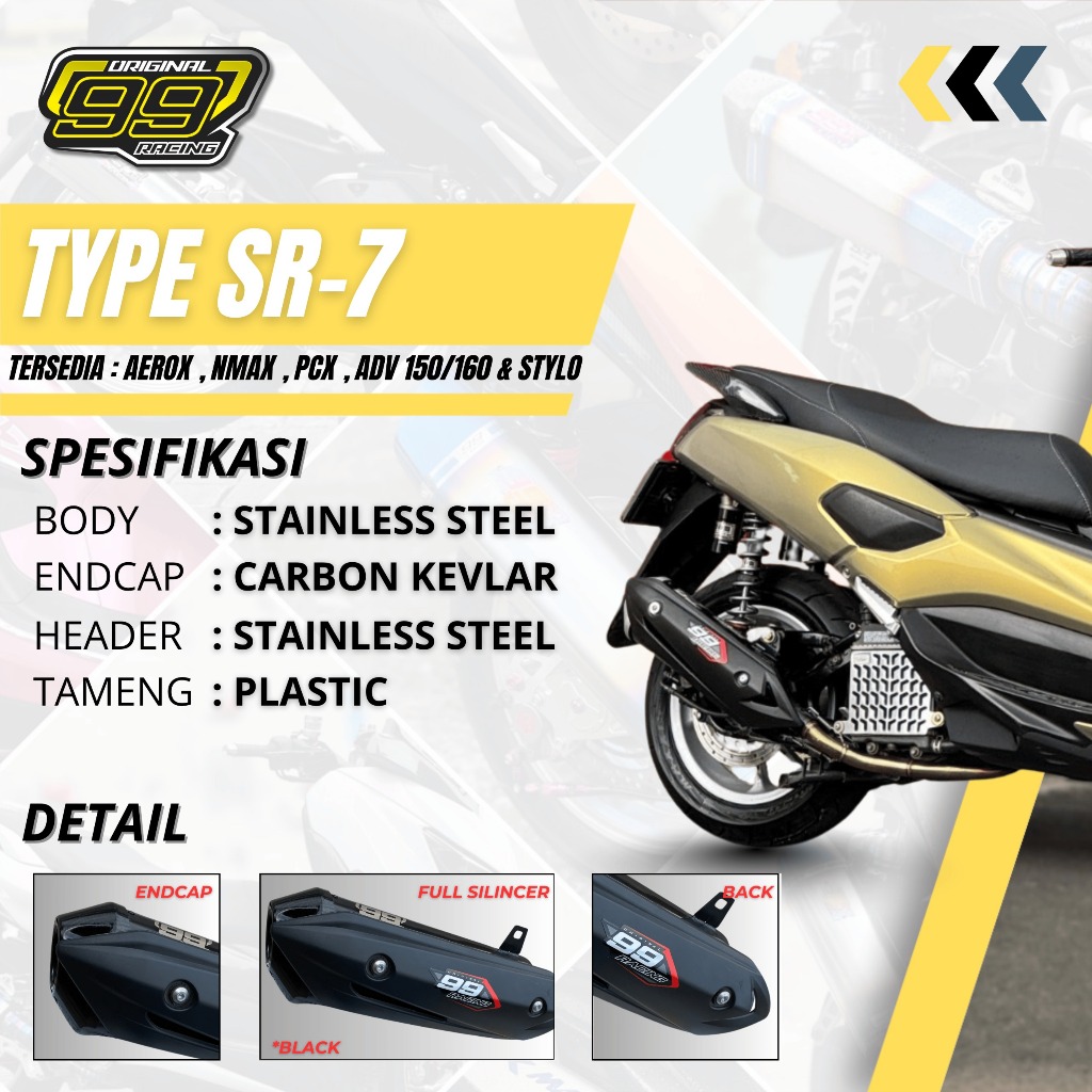 Jual Knalpot Standar Racing Aerox Nmax Pcx Original 99 Racing Type SR7 ...