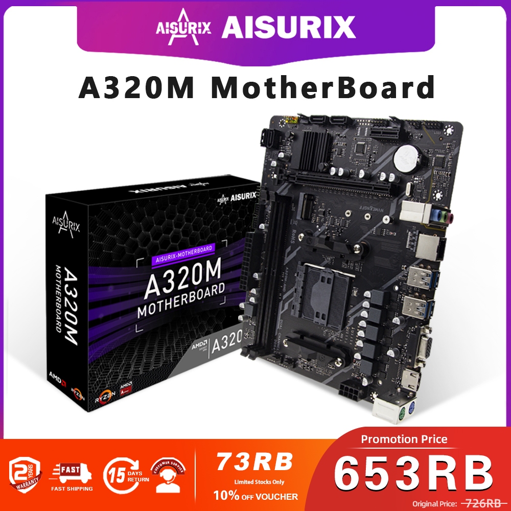 Jual AISURIX Motherboard A320M ATX (AM4, DDR4,